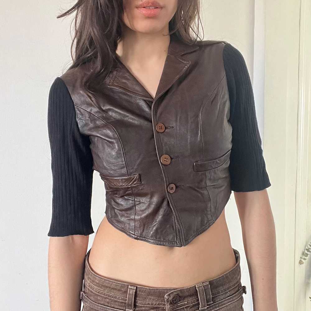 Plein Sud Leather Crop Top - image 4