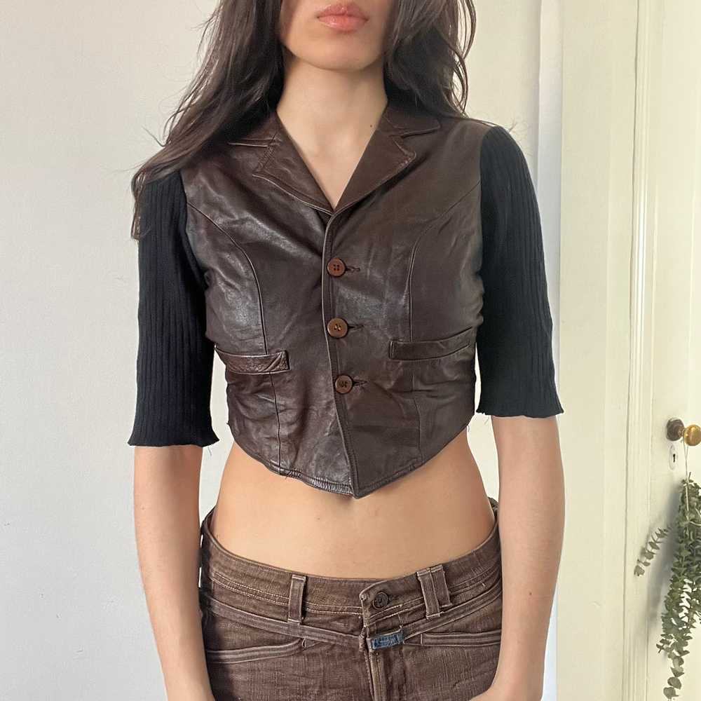 Plein Sud Leather Crop Top - image 6