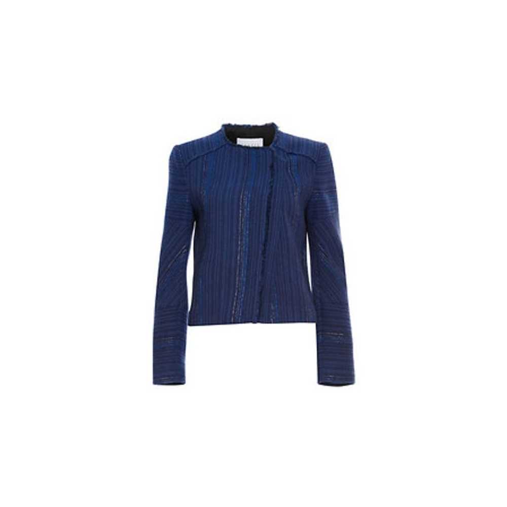 Sandro Asymmetrical Zip Up Frayed Striped Cropped… - image 2