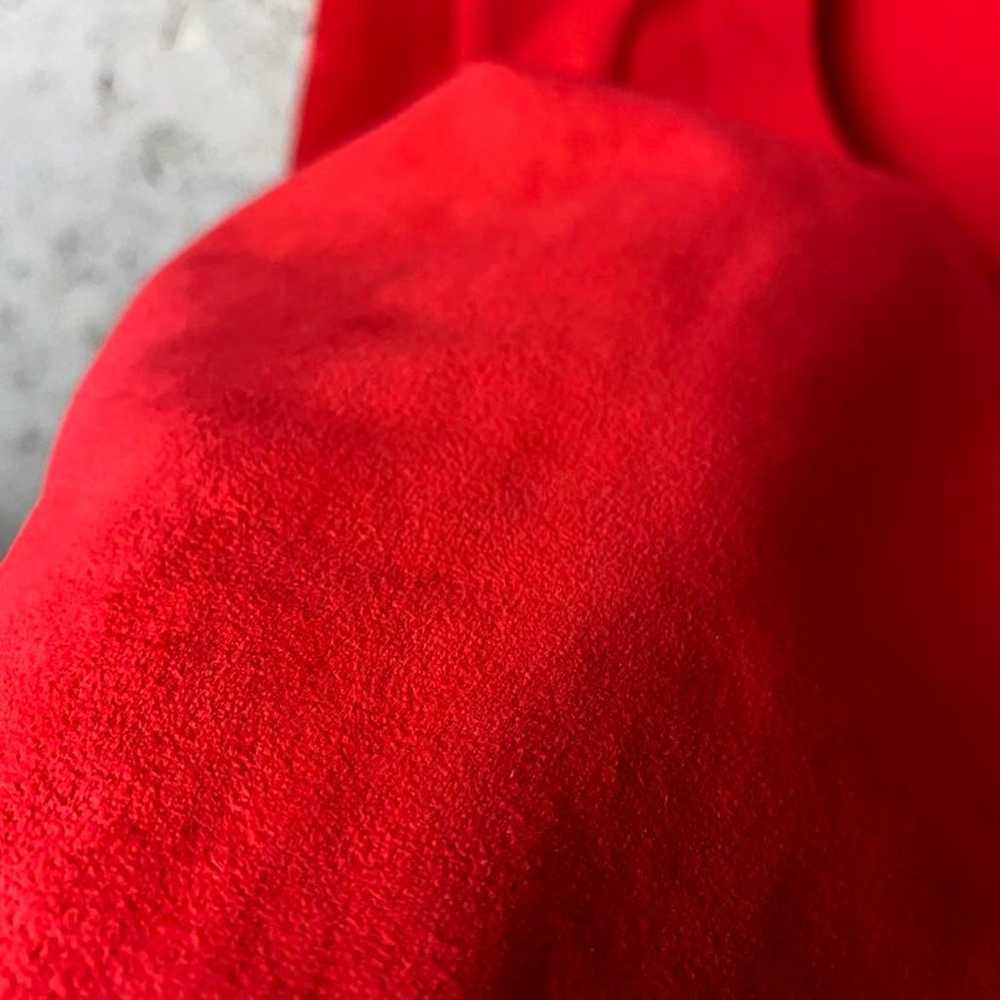 Vintage unbranded bright red suede long Trench Co… - image 6