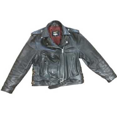 Classic Belted Leather Motorcycle Jacket - image 1