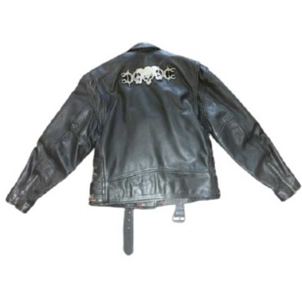 Classic Belted Leather Motorcycle Jacket - image 3