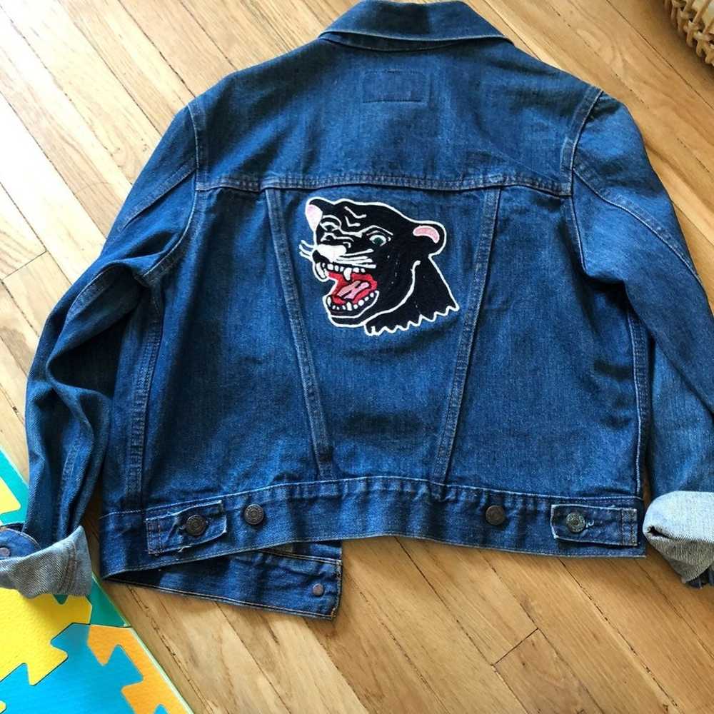 Vintage levis Jean Jacket embroidered - image 1