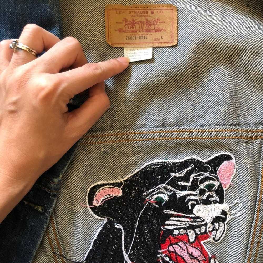 Vintage levis Jean Jacket embroidered - image 4