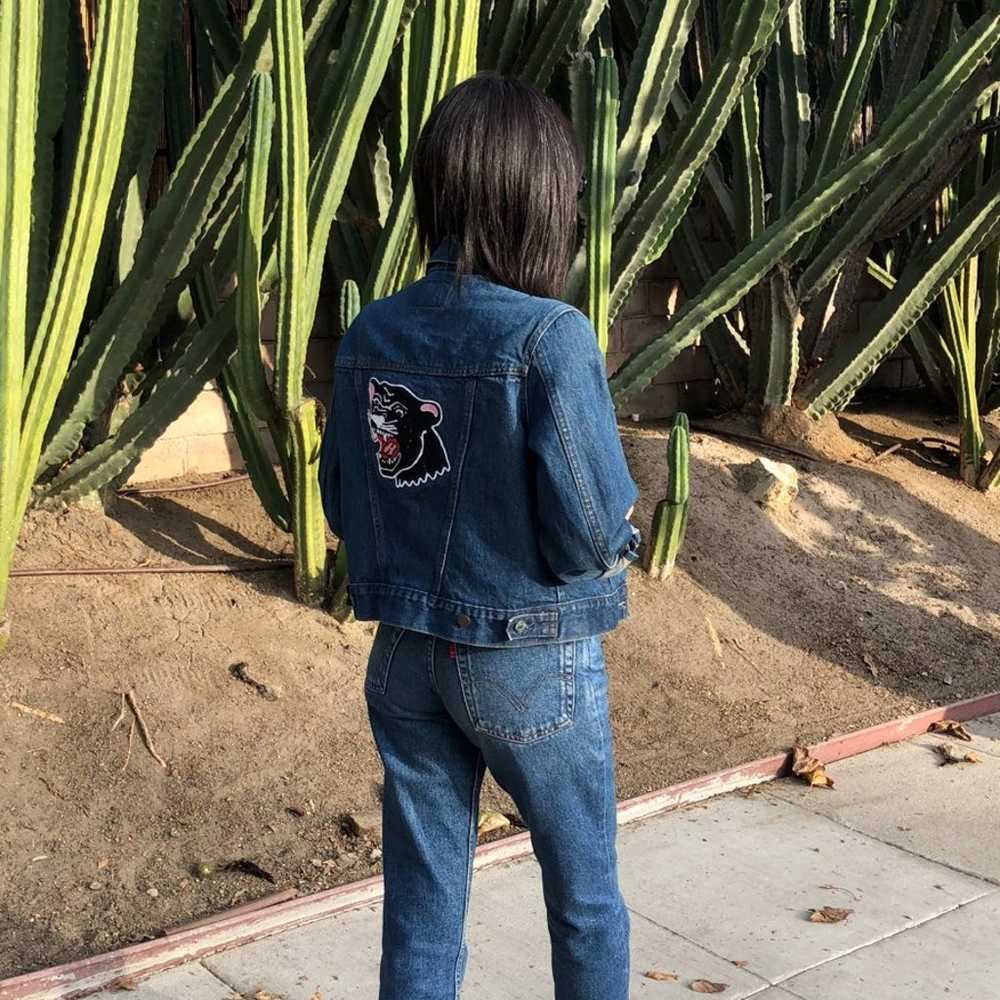 Vintage levis Jean Jacket embroidered - image 5