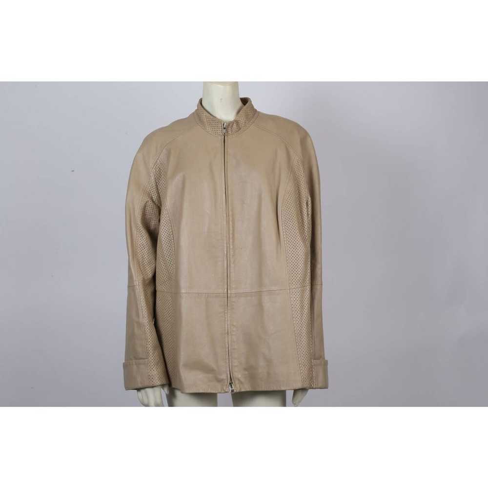 MARINA RINALDI Beige Leather Jacket Plus Size 25 - image 1