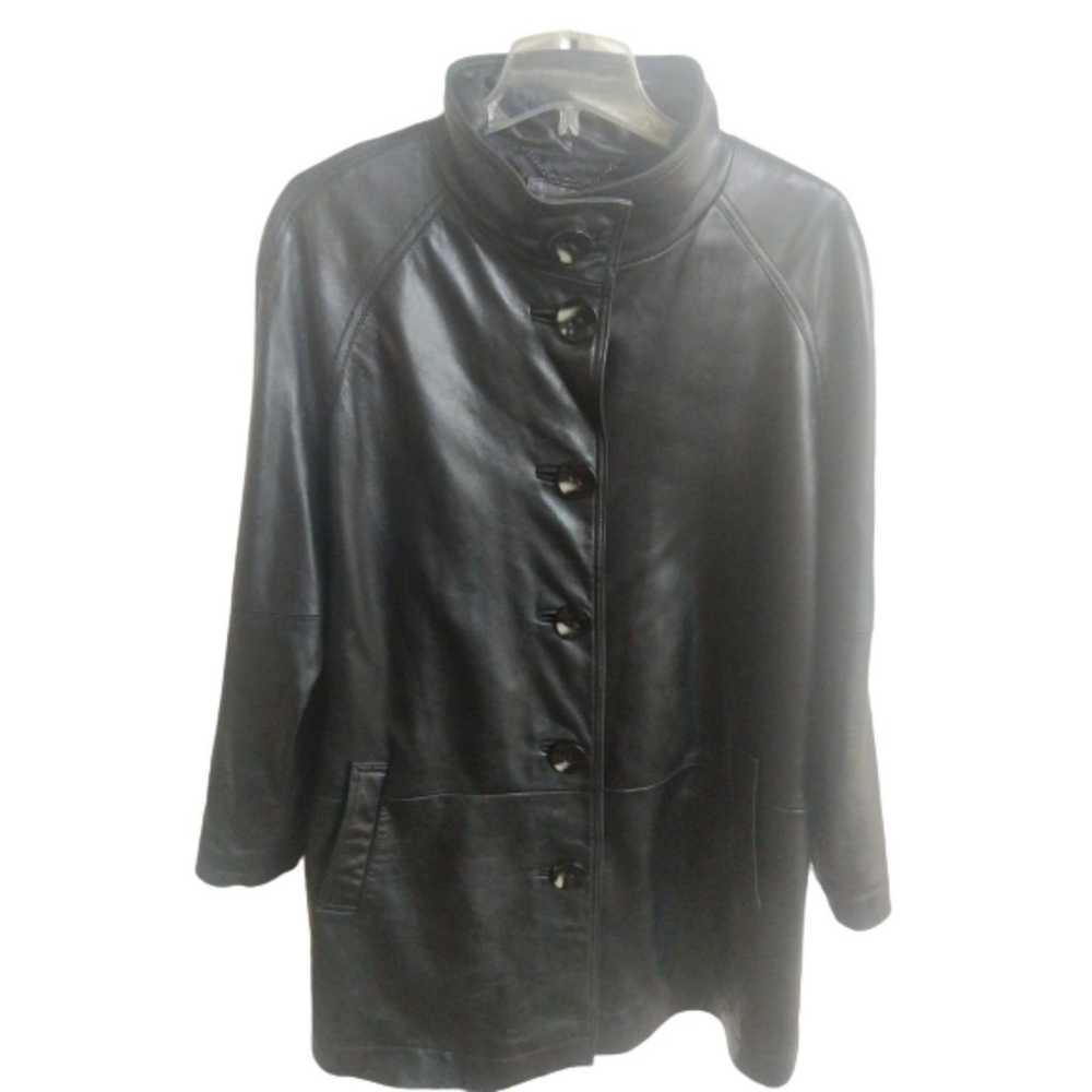 Black Leather Swing Jacket 3/4 Quarter Length - image 11