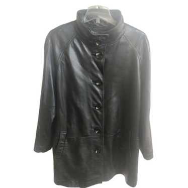 Black Leather Swing Jacket 3/4 Quarter Length - image 1