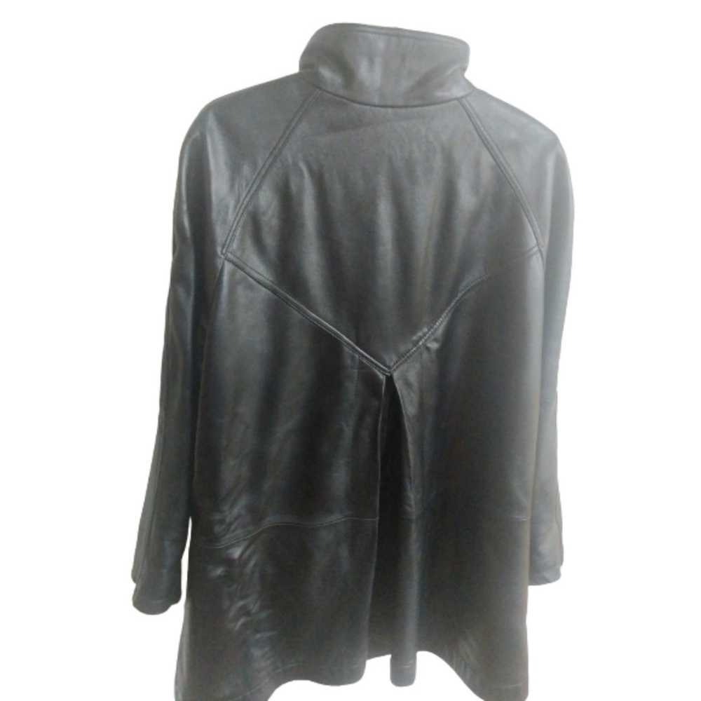 Black Leather Swing Jacket 3/4 Quarter Length - image 2