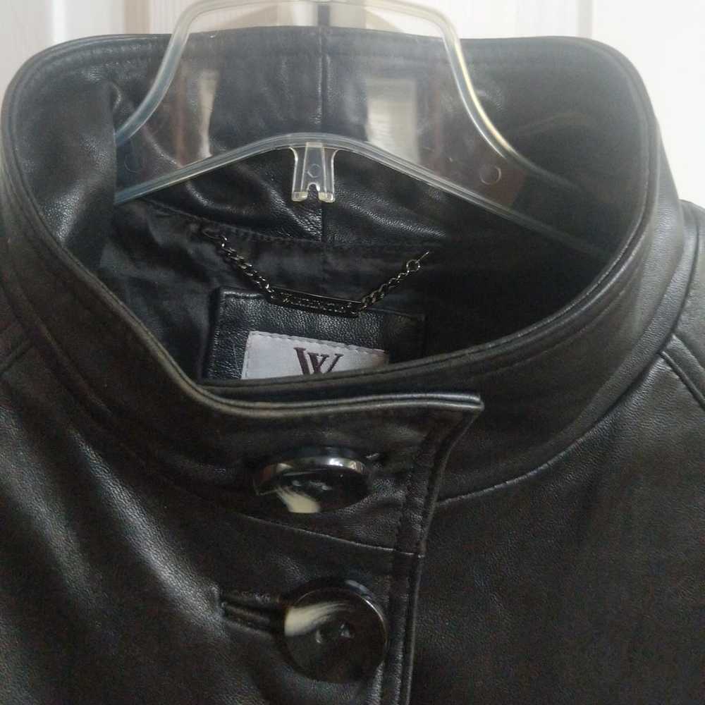 Black Leather Swing Jacket 3/4 Quarter Length - image 4