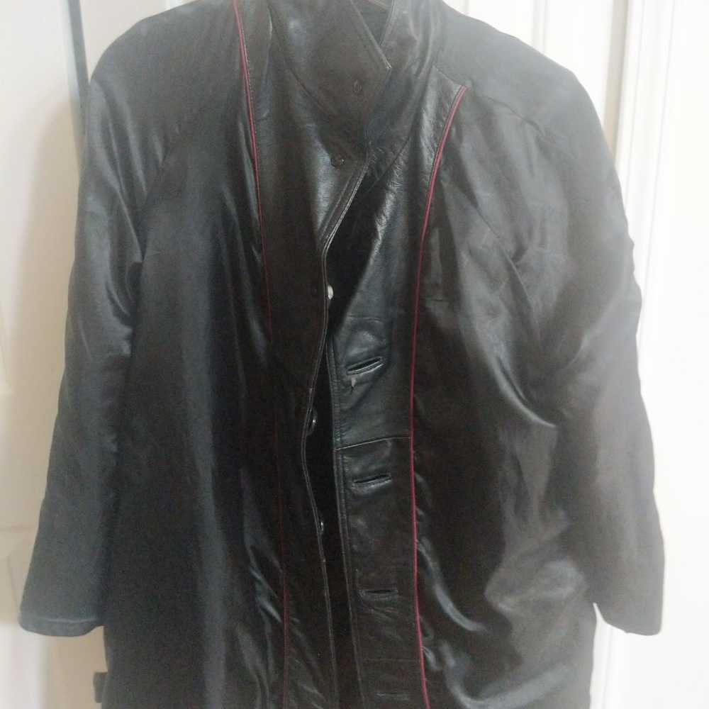 Black Leather Swing Jacket 3/4 Quarter Length - image 8