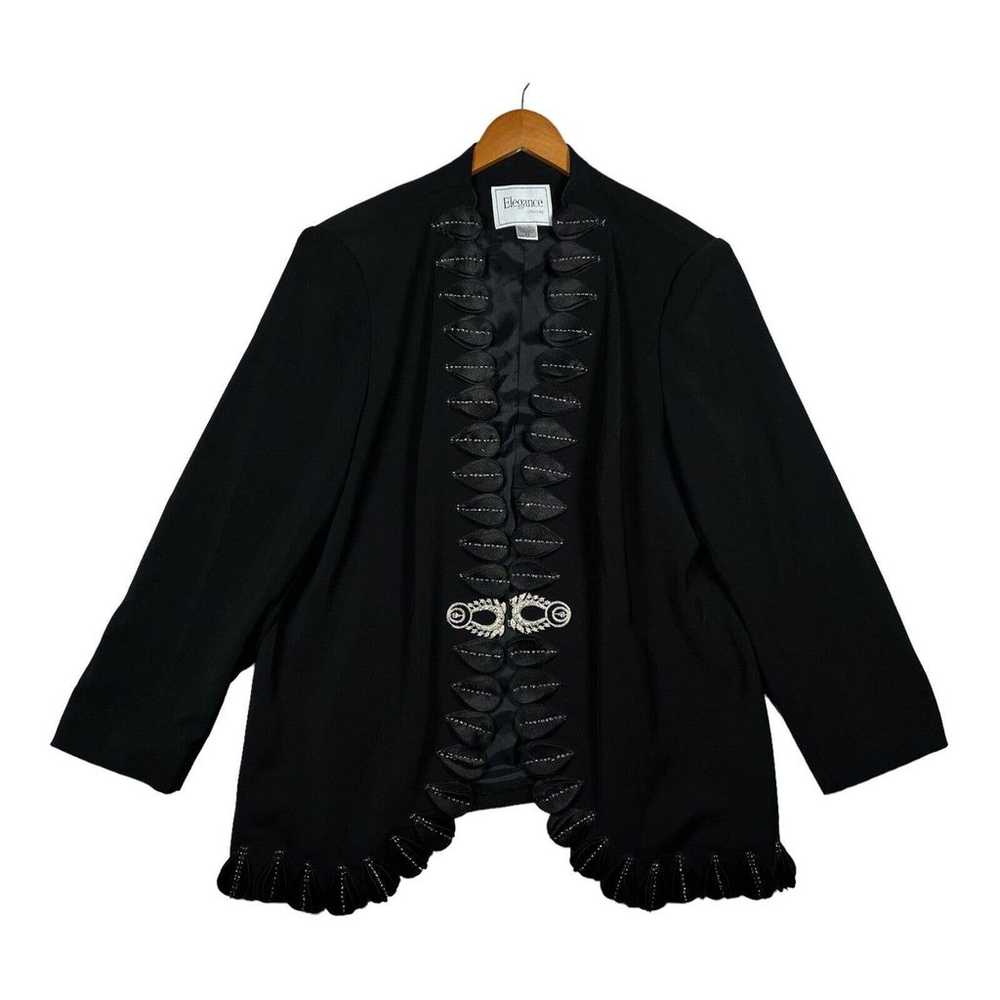 Vintage ELEGANCE COUTURE Black Jacket Coat Hip Fa… - image 1