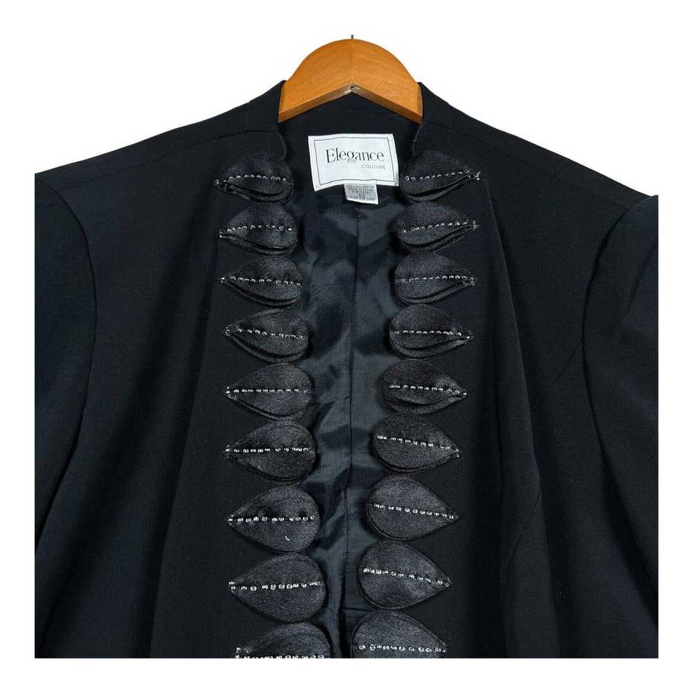 Vintage ELEGANCE COUTURE Black Jacket Coat Hip Fa… - image 4