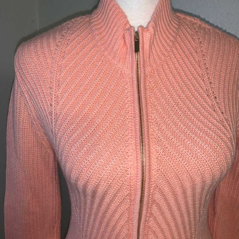 St. John Coral Wool Knit Crochet Jacket Sweater S… - image 3