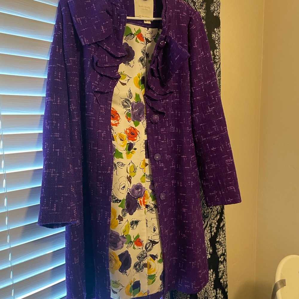 Kate Spade size 4 ruffle purple  wool coat - image 1