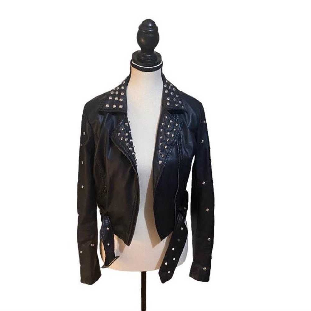 Vintage Studded Black Leather Jacket - image 1