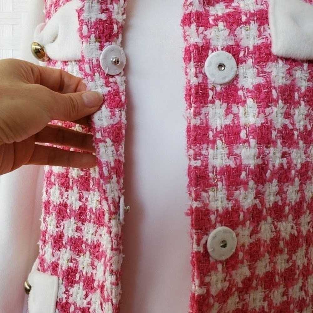 Pink Faux Fur Ribbon Decorated Coat - image 4