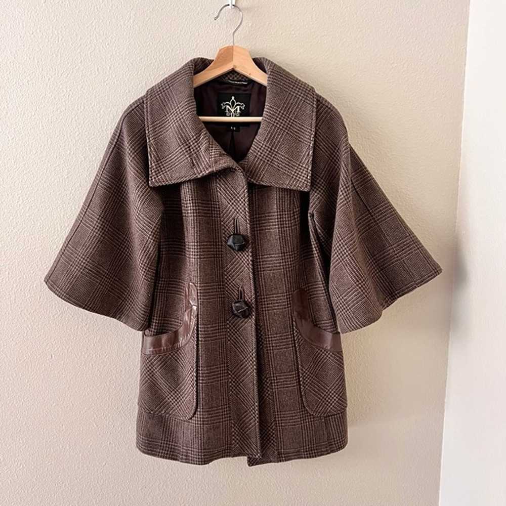 Mackage Brown Virgin Wool Plaid Toggle Button Pea… - image 3