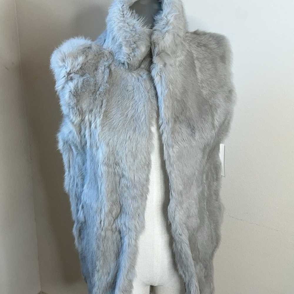 NWT Adrienne Landau Gray Real Fur Vest Hook & Eye… - image 2