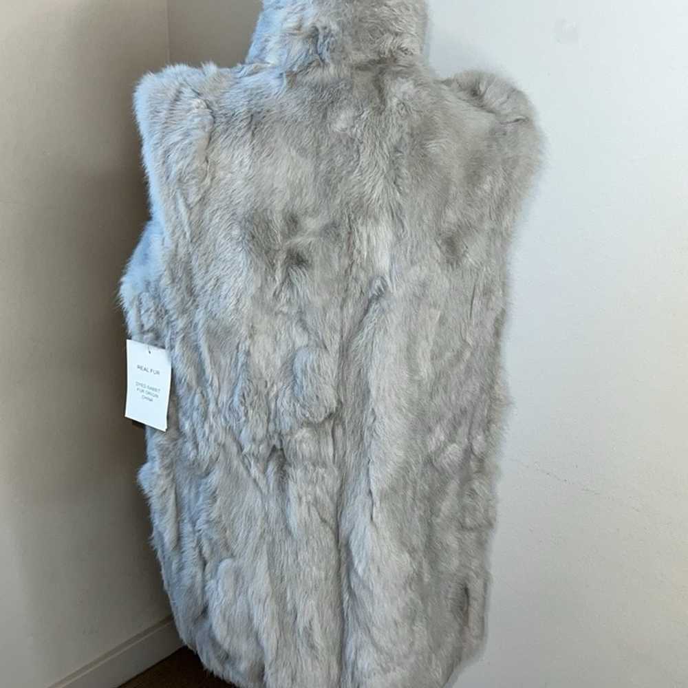 NWT Adrienne Landau Gray Real Fur Vest Hook & Eye… - image 3