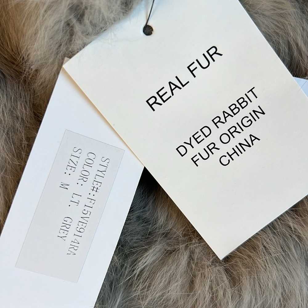 NWT Adrienne Landau Gray Real Fur Vest Hook & Eye… - image 6