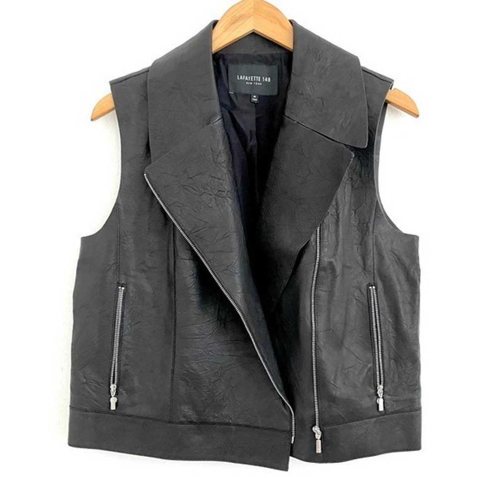 Lafayette 148 black leather Moto vest - image 1