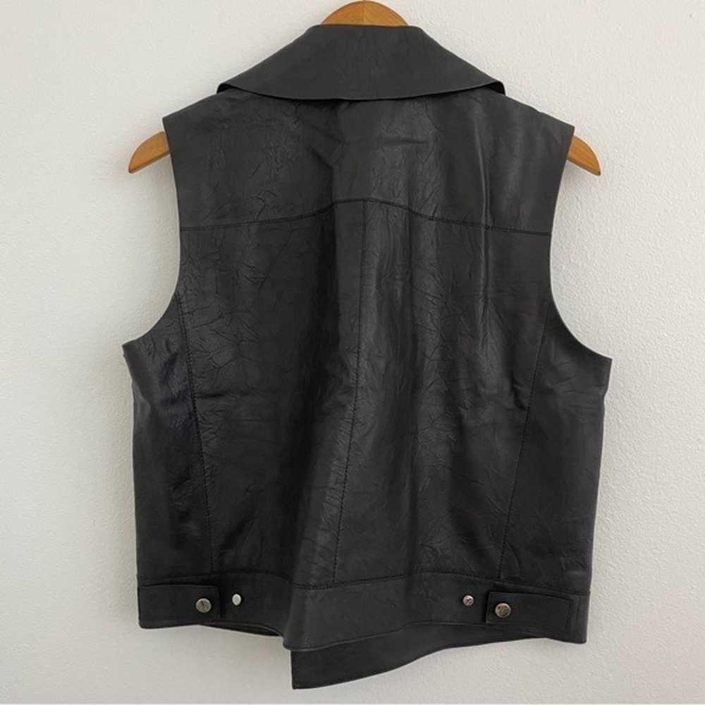 Lafayette 148 black leather Moto vest - image 4