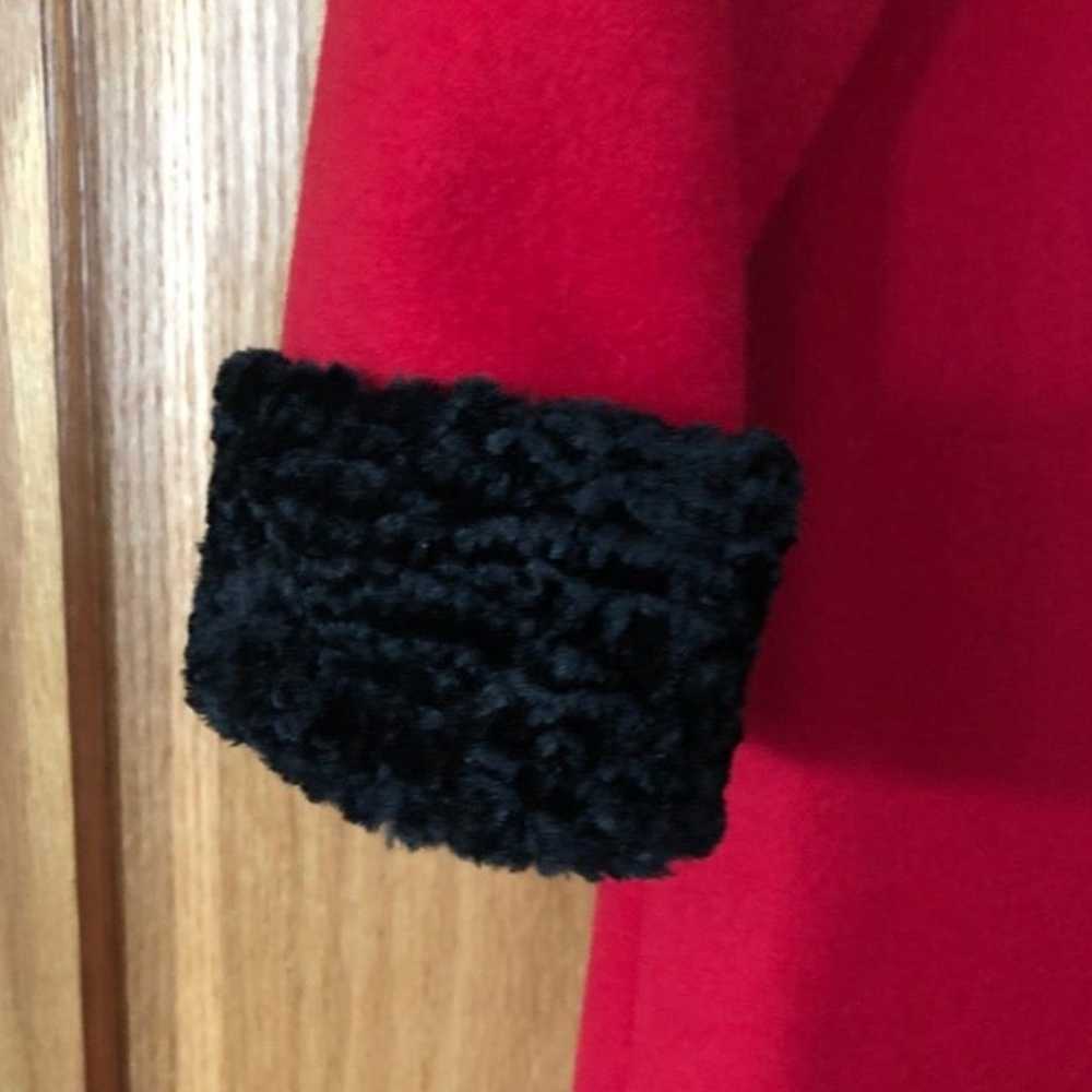 Leslie Fay Red/Black Trim Long Wool Flared Swing … - image 5