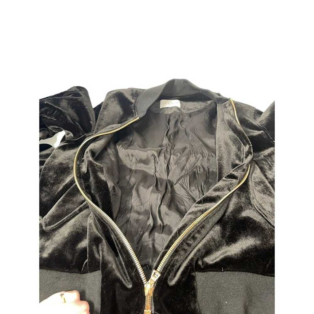Sandro Valentin Black Velvet Bomber Jacket Size 2… - image 5