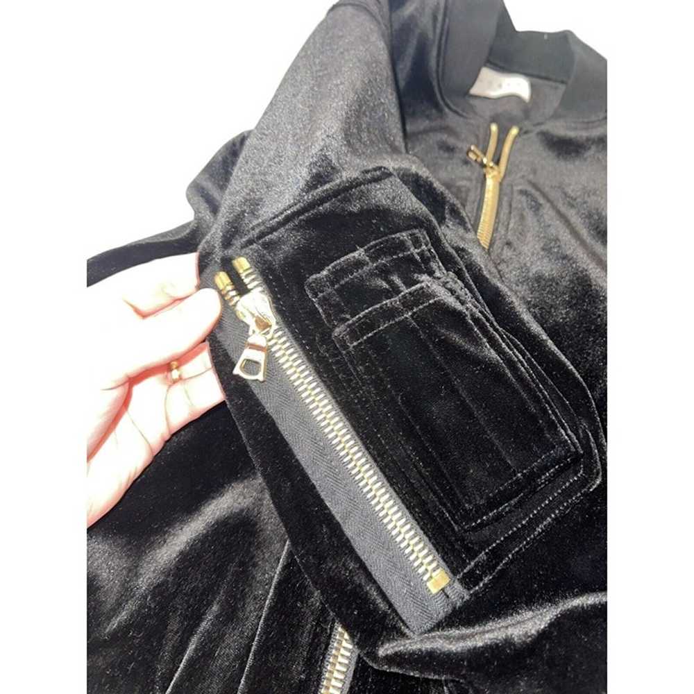 Sandro Valentin Black Velvet Bomber Jacket Size 2… - image 6
