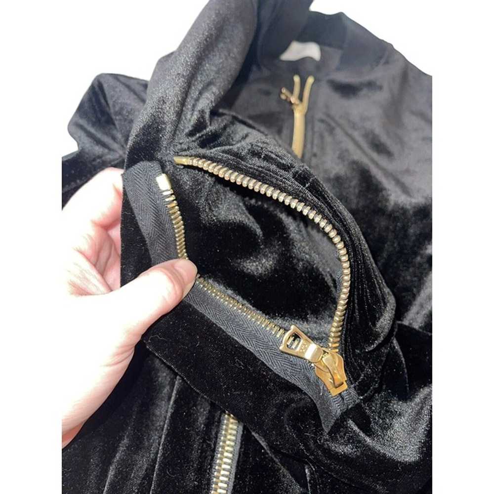 Sandro Valentin Black Velvet Bomber Jacket Size 2… - image 7
