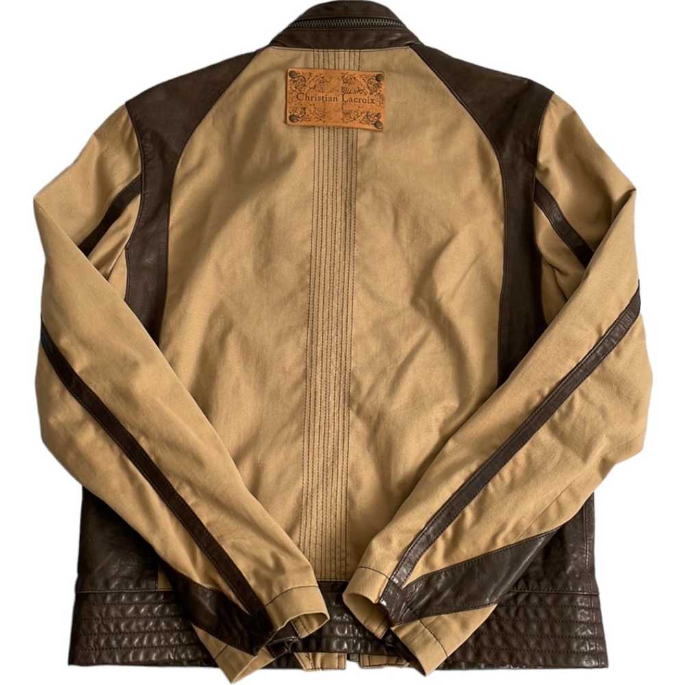 Christian Lacroix Leather Biker Zip Up Jacket L - image 3