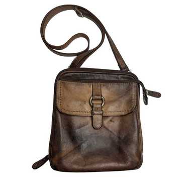 Fossil brown leather flap closure crossbody purse - image 1