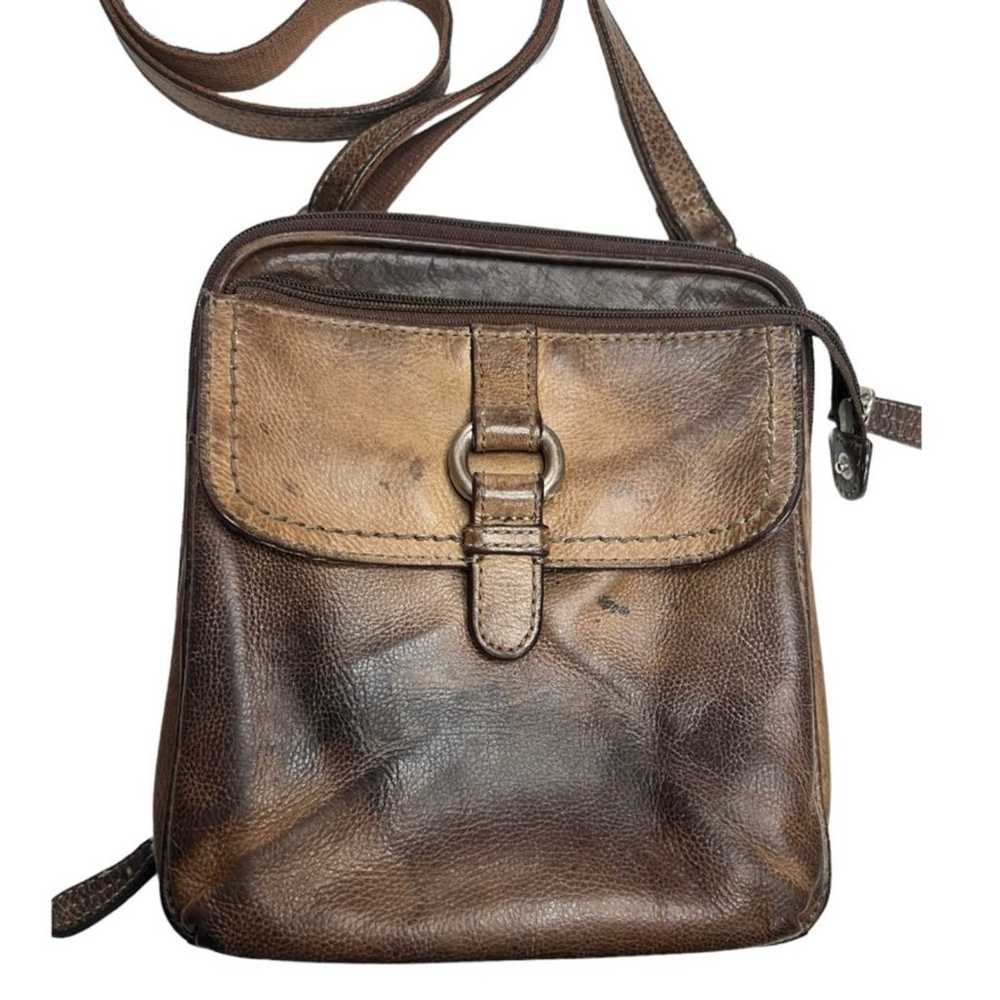 Fossil brown leather flap closure crossbody purse - image 2