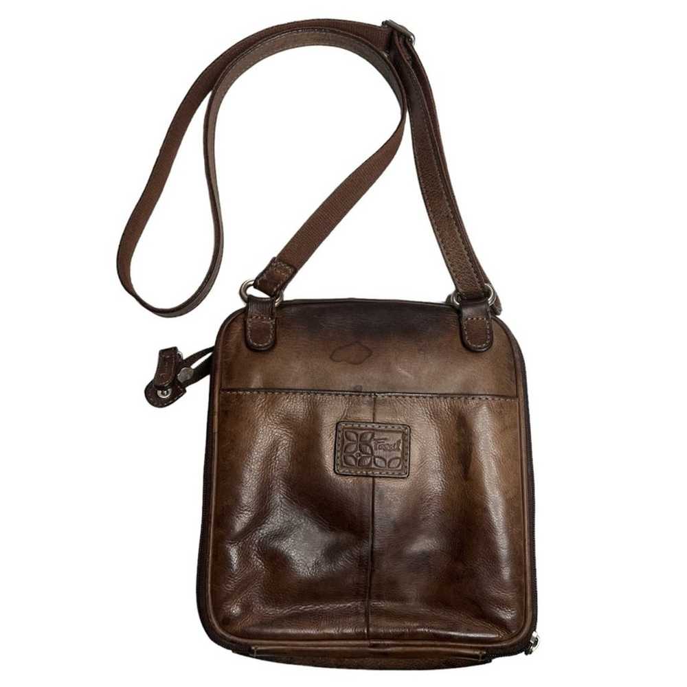 Fossil brown leather flap closure crossbody purse - image 3