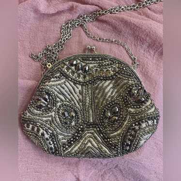 Vintage style formal beaded crossbody chain purse - image 1