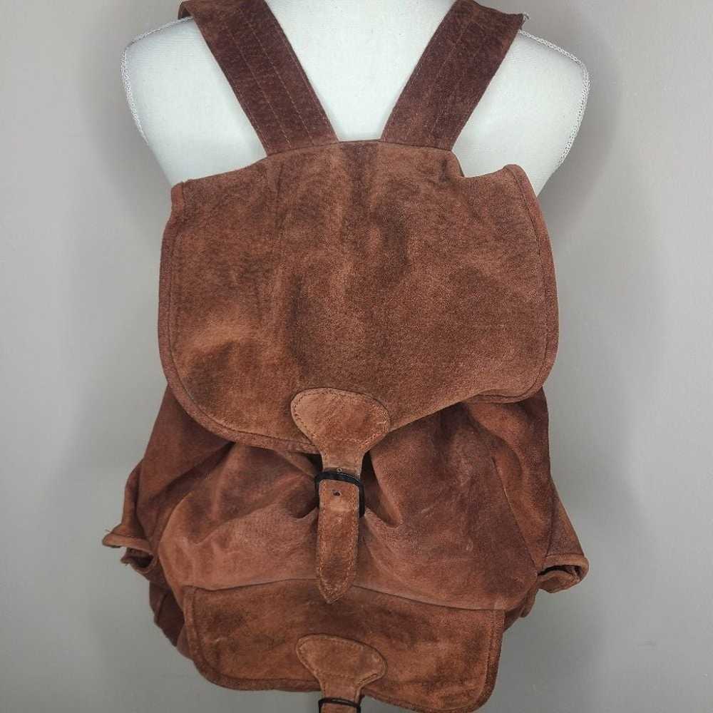 Vintage Suede Leather Backpack Handmade Rucksack … - image 1