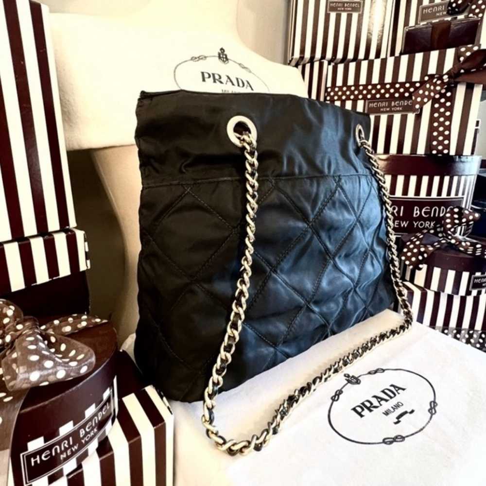 PRADA❤️BLACK QUILTED CHAIN BAG!⭐️AUTH/INC! - image 10