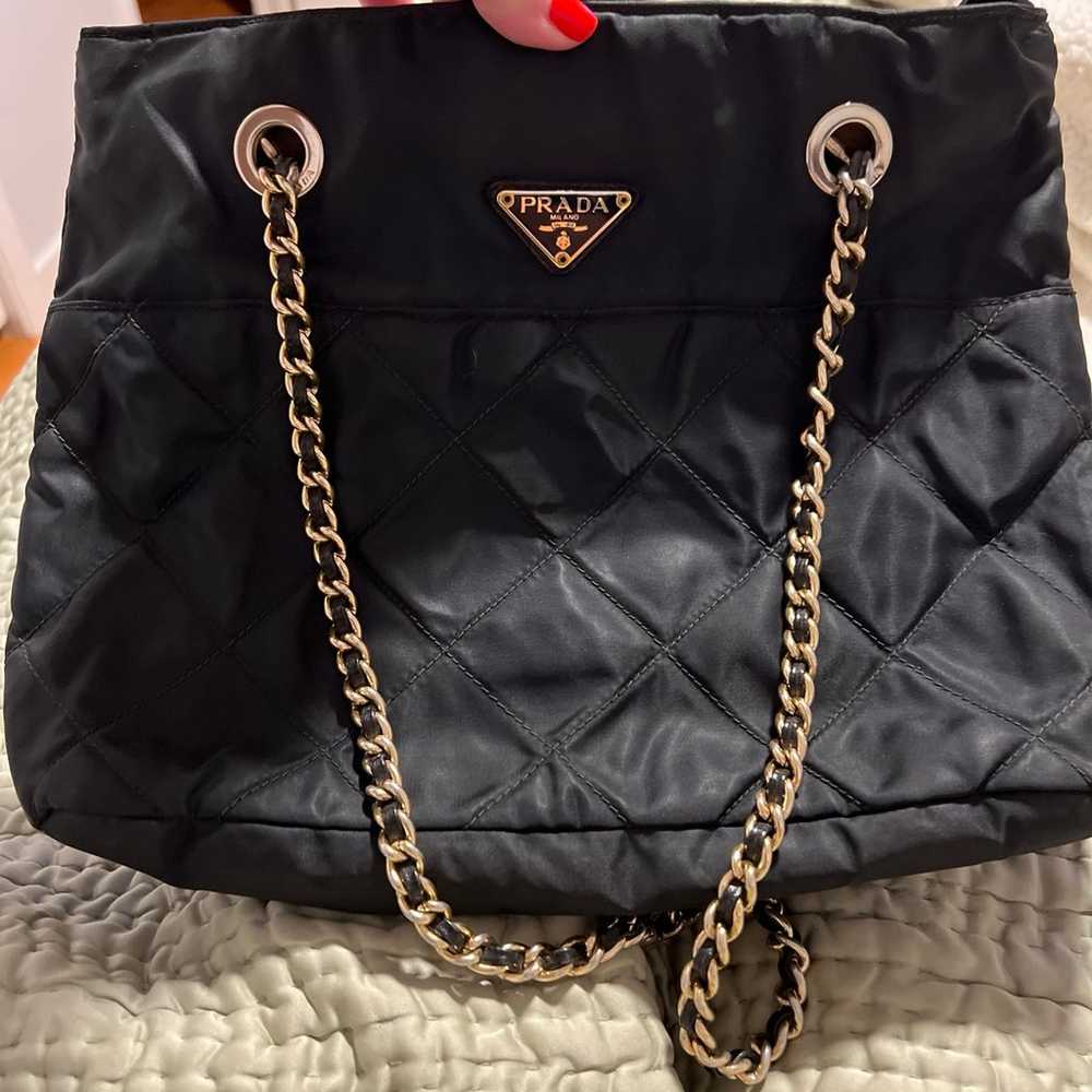 PRADA❤️BLACK QUILTED CHAIN BAG!⭐️AUTH/INC! - image 2