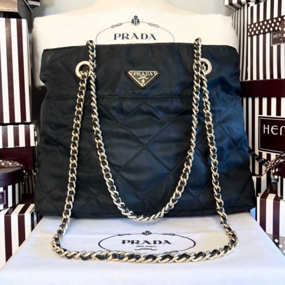 PRADA❤️BLACK QUILTED CHAIN BAG!⭐️AUTH/INC! - image 4