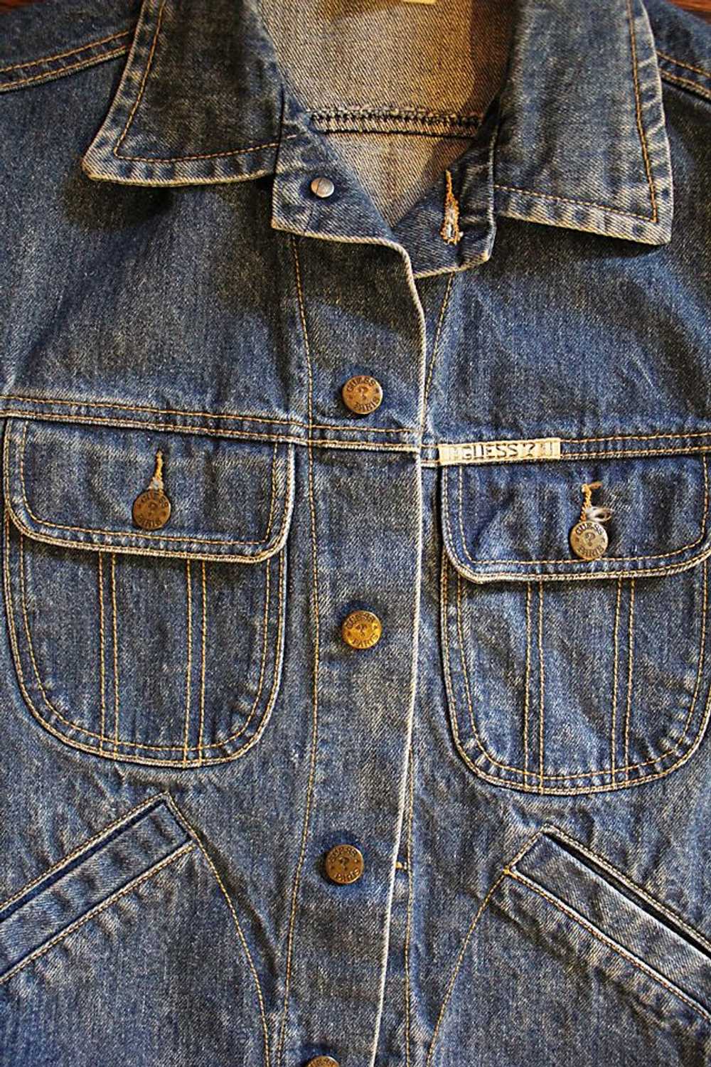 1970s Guess Denim Unisex Vest Selected By Moons +… - image 4