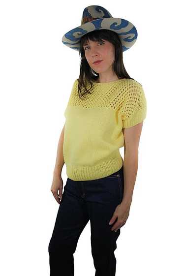 1980s Handmade Yellow Crochet Knit Top Selected By