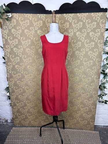 B36” 1980s Marion Donaldson Red Strap Dress UK10 |