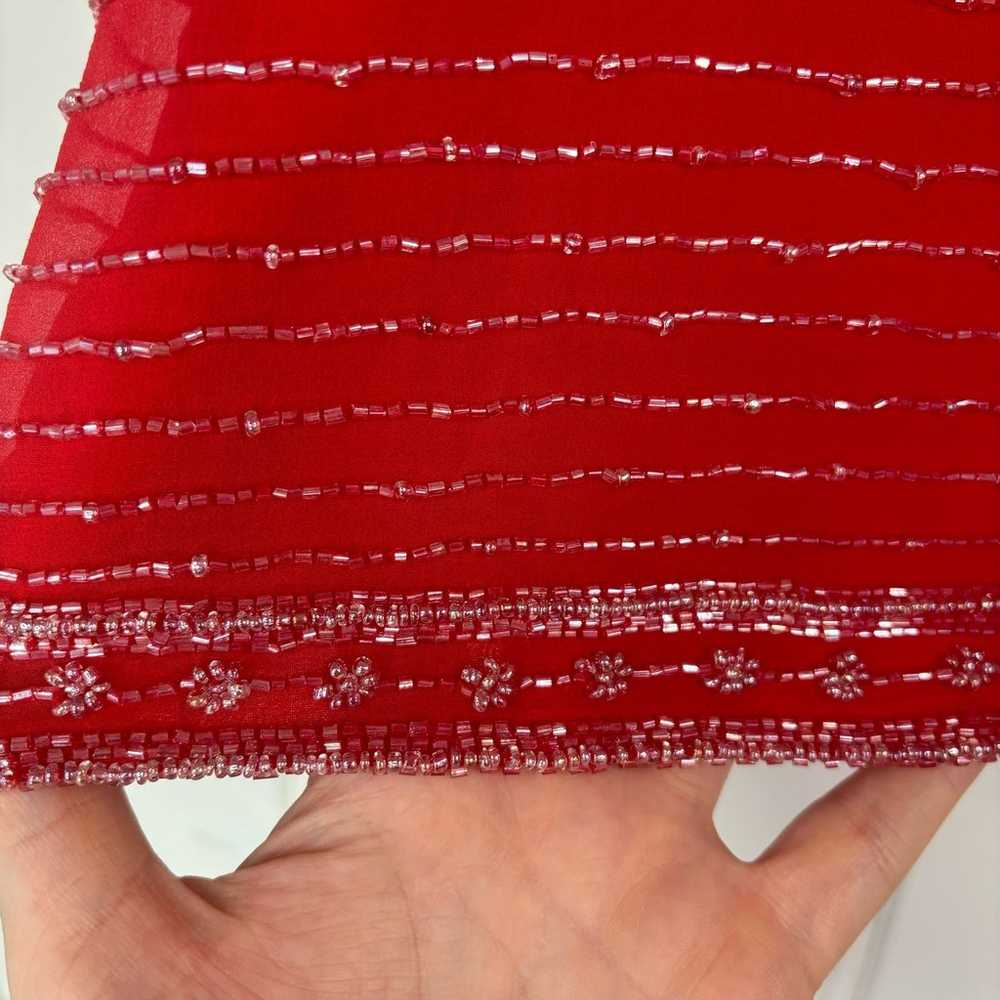 Vintage Red Beaded Silk Top - image 7
