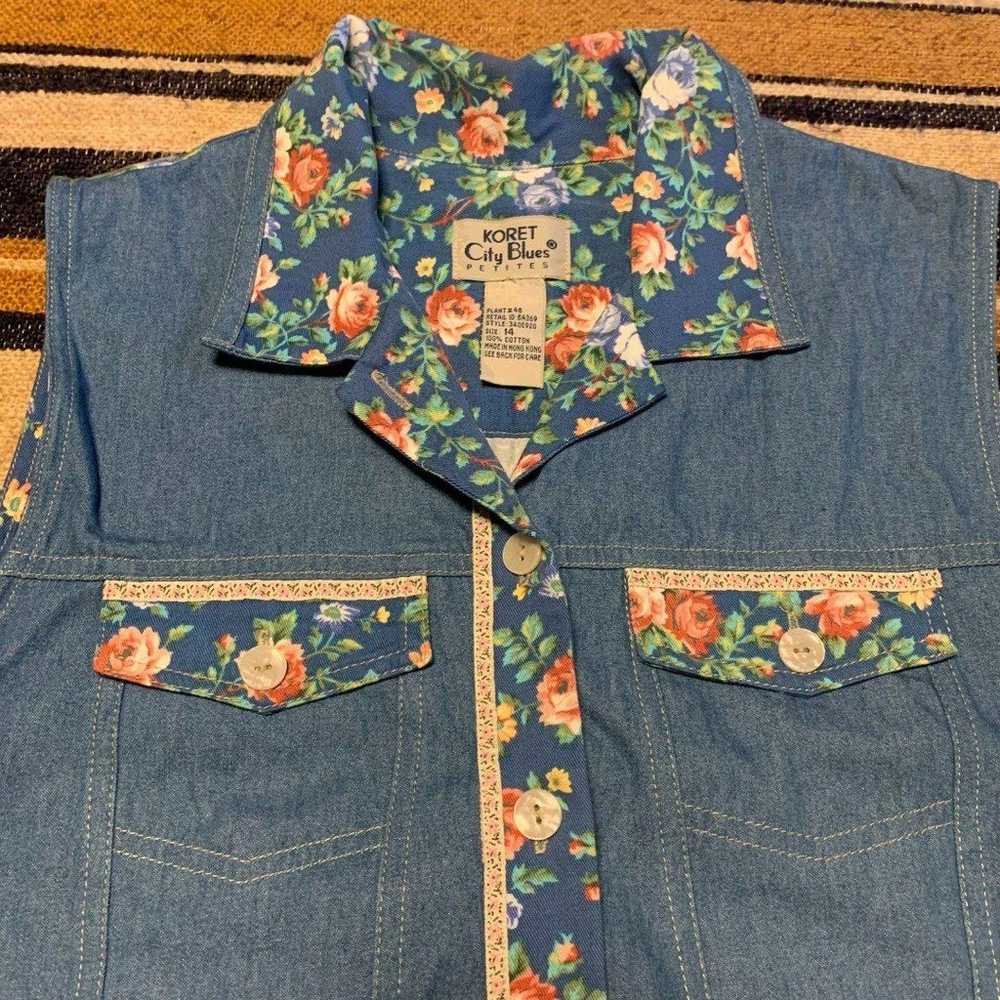 Koret Vintage Vest Blouse Button Down Top Cropped… - image 2