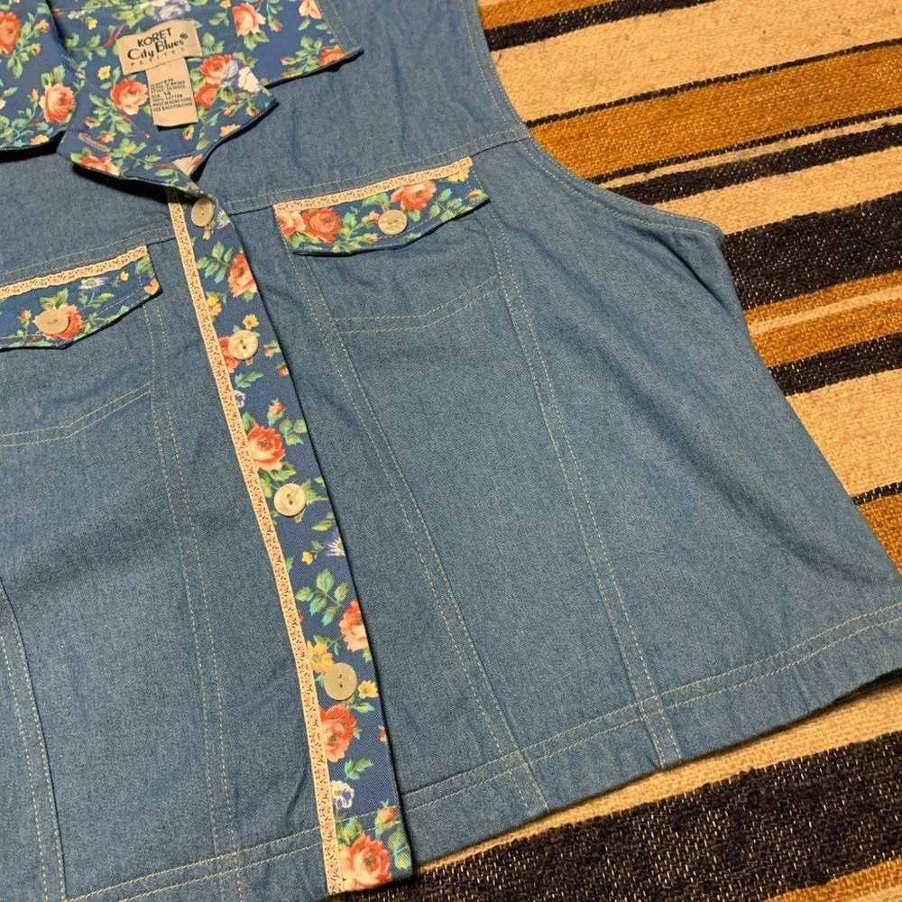 Koret Vintage Vest Blouse Button Down Top Cropped… - image 5