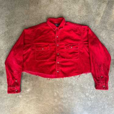 RARE VINTAGE 90s MADE IN USA CROPPED CORDUROY POL… - image 1
