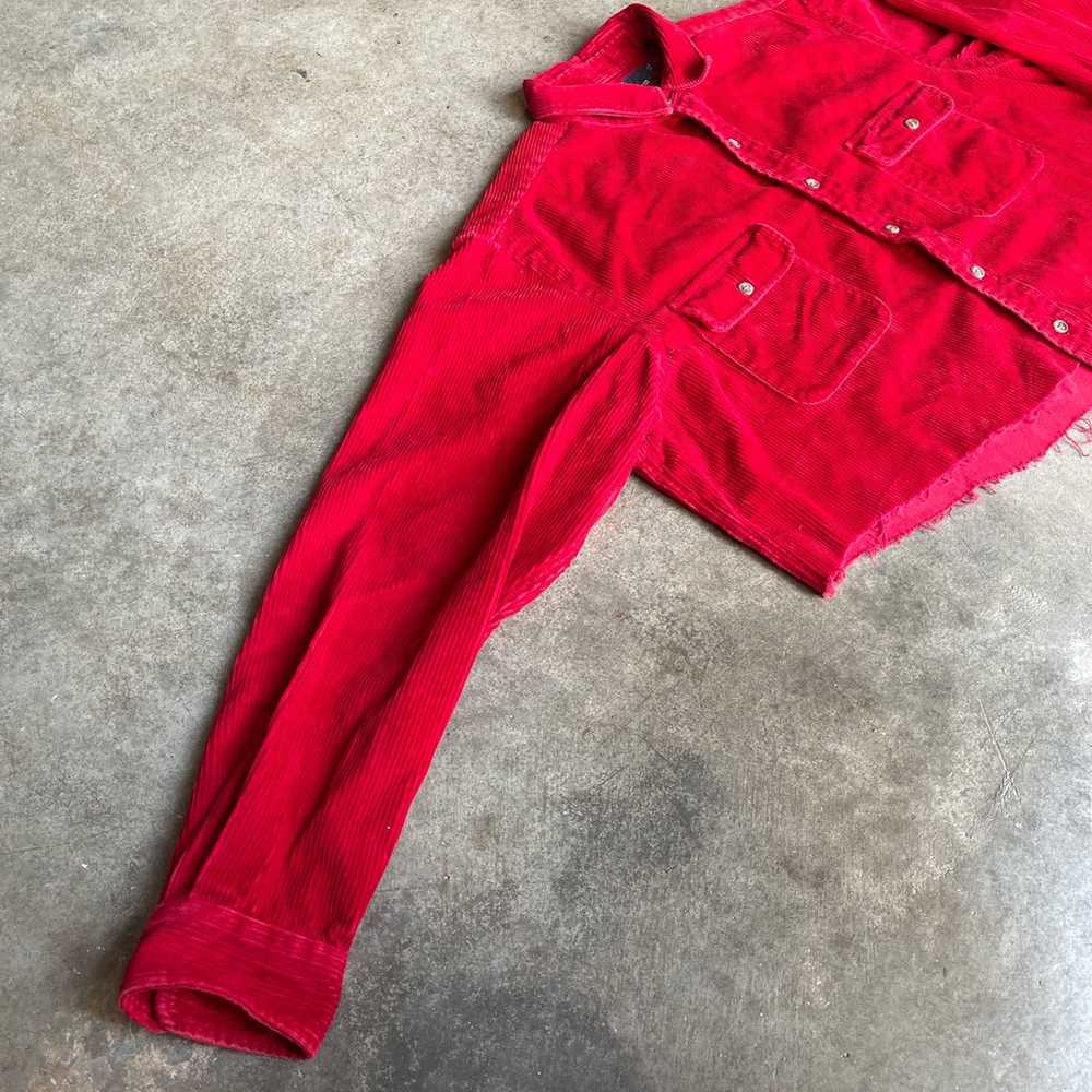 RARE VINTAGE 90s MADE IN USA CROPPED CORDUROY POL… - image 3