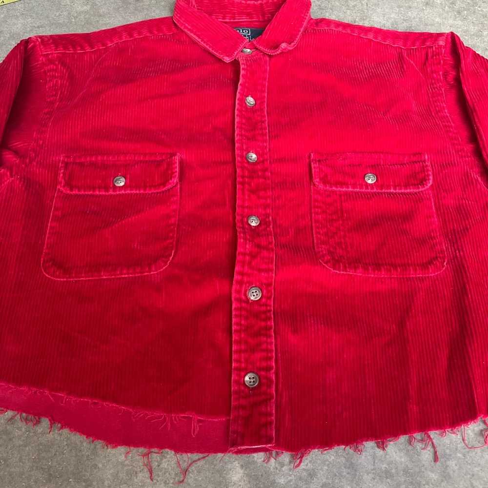 RARE VINTAGE 90s MADE IN USA CROPPED CORDUROY POL… - image 8