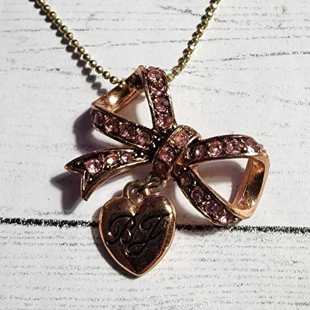 Vintage Betsey Johnson Bow Necklace Pink - image 2